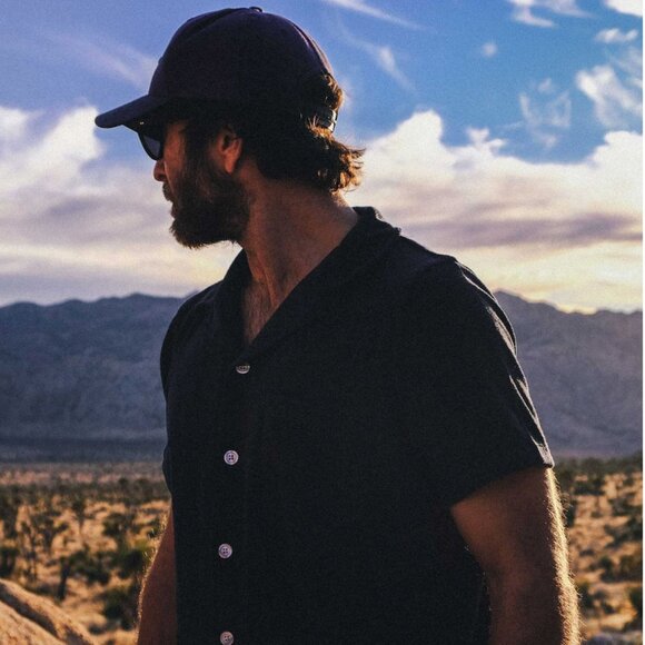 NIKBEN Unisex Terrycloth Casual Bowling Shirt in Navy, Size M - Picture 2 of 5